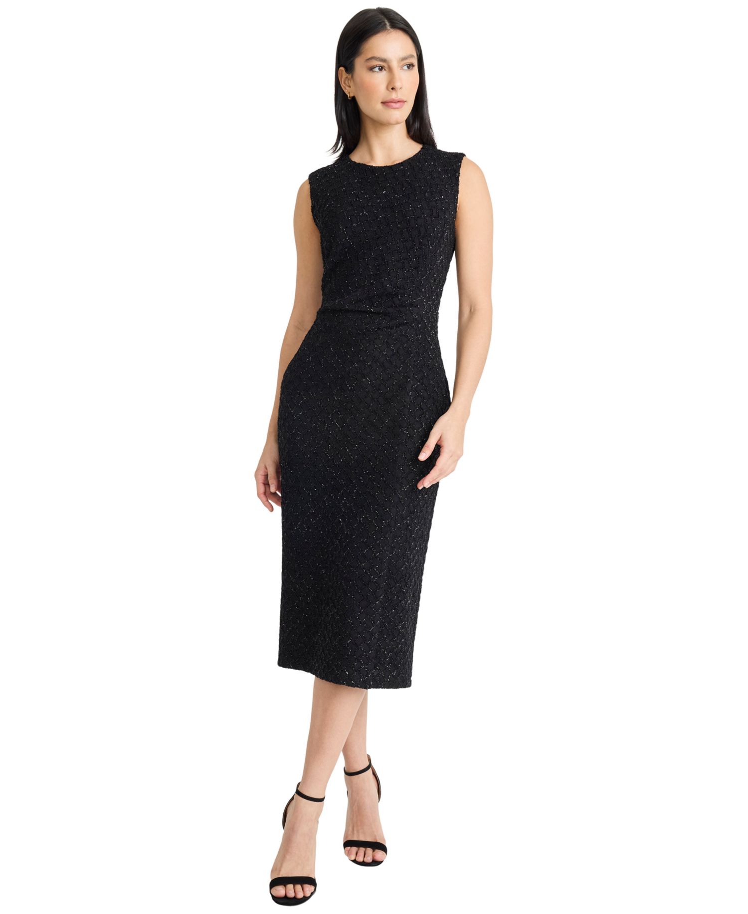 Women's Sleeveless Cowl Neck Sheath Midi Dress