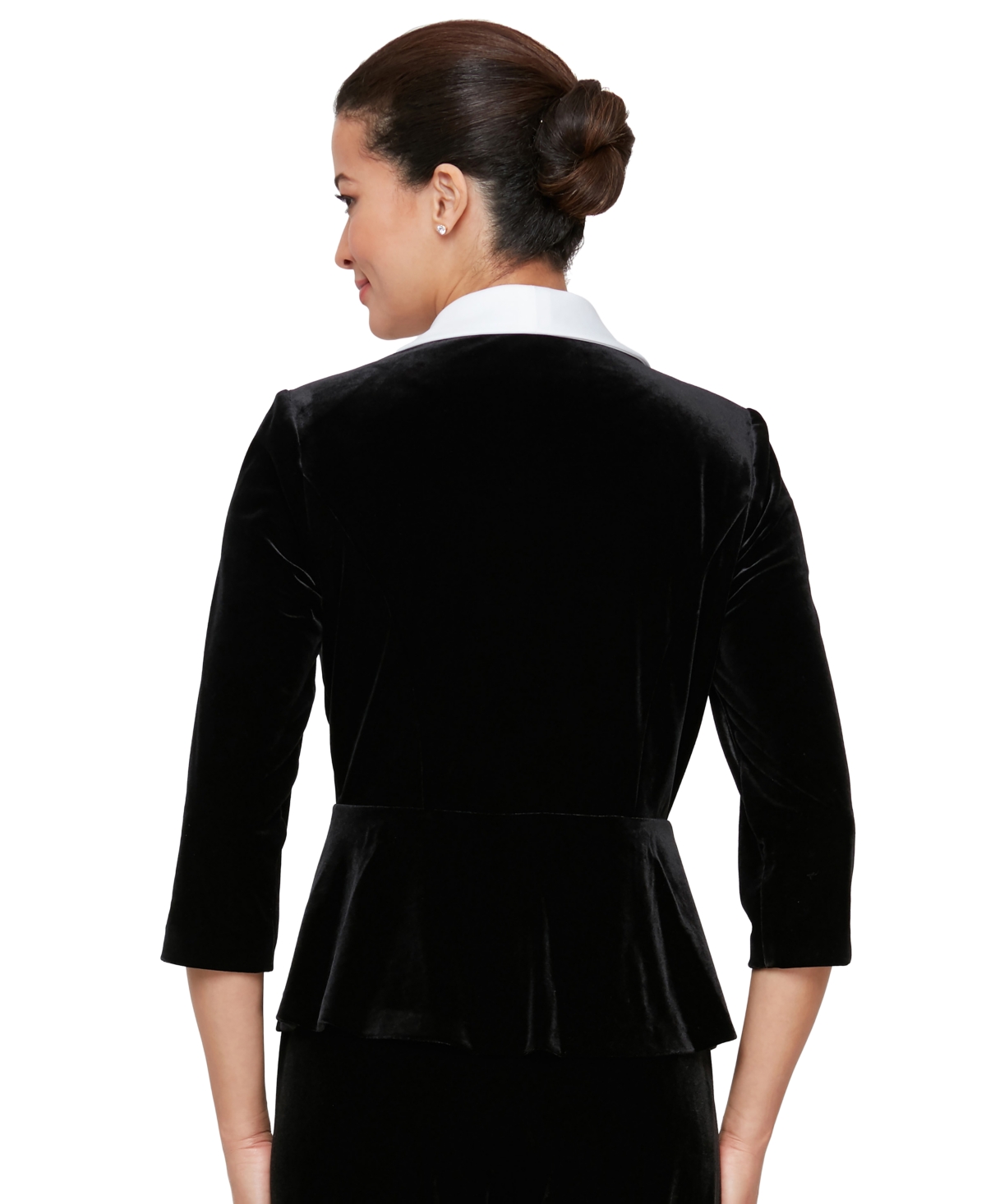 Alex Evenings Petite 3/4-Sleeve Peplum V-Neck Velvet Top