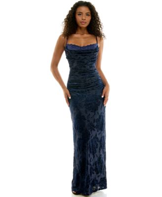 Juniors' Glitter Burnout Velvet Floral Dress
