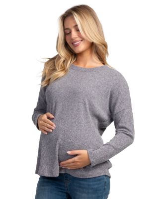 Maternity Crewneck Long-Sleeve Relaxed-Fit Sweater