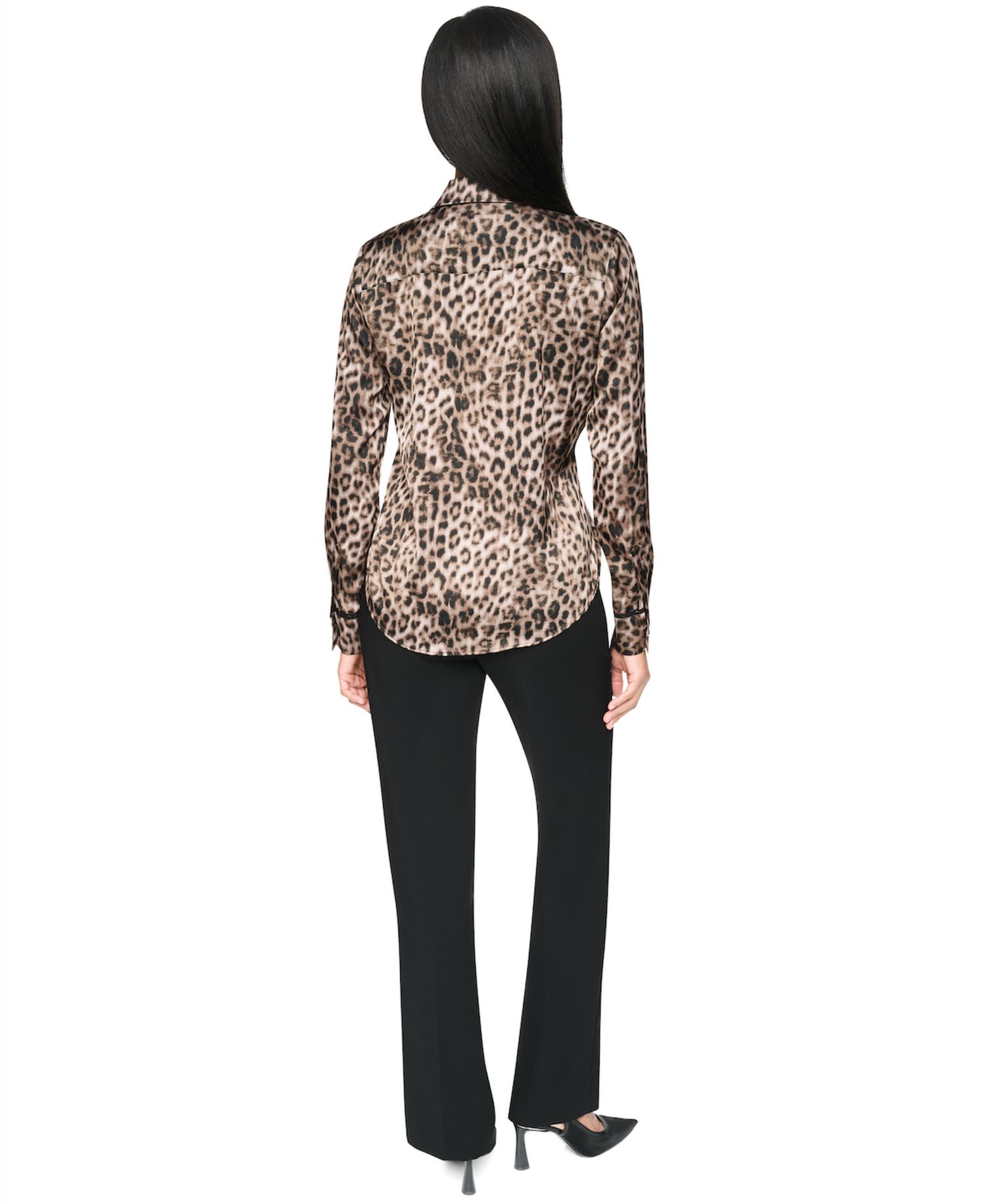 Women's Leopard-Print Long-Sleeve Blouse
