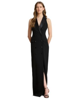 Women's Double-Breasted Crepe Sleeveless Gown