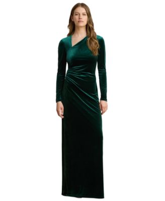Women's Stretch Velvet Long-Sleeve Gown