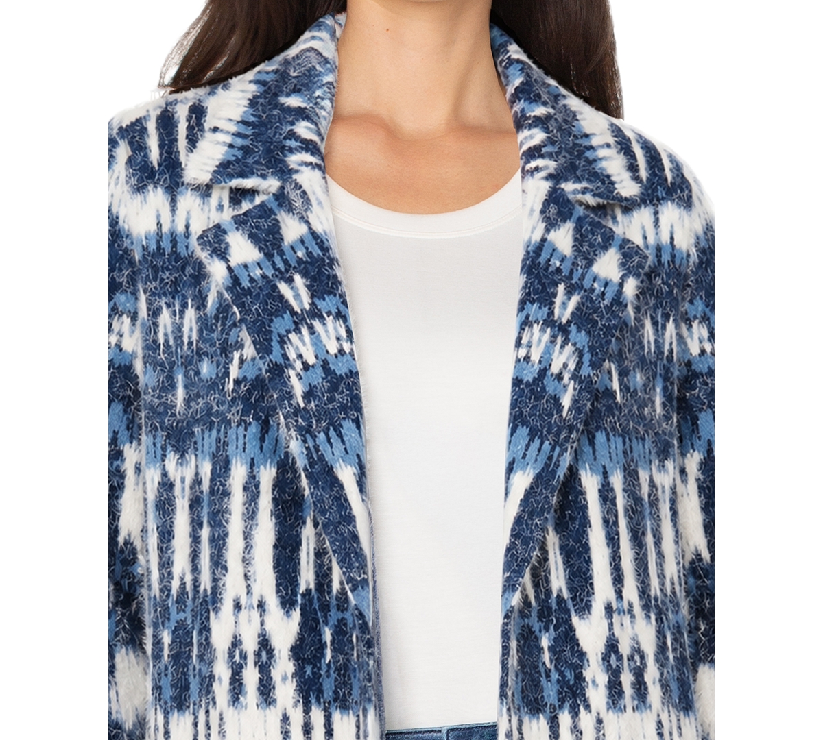 Liverpool Los Angeles Women's Open-Front Ikat Jacquard Sweater Coat