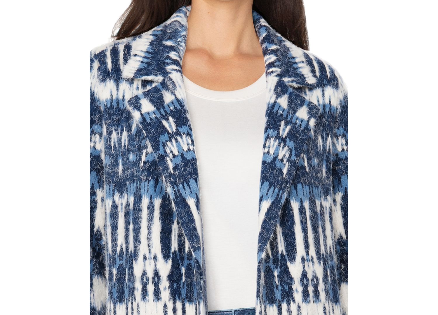 Women's Open-Front Ikat Jacquard Sweater Coat