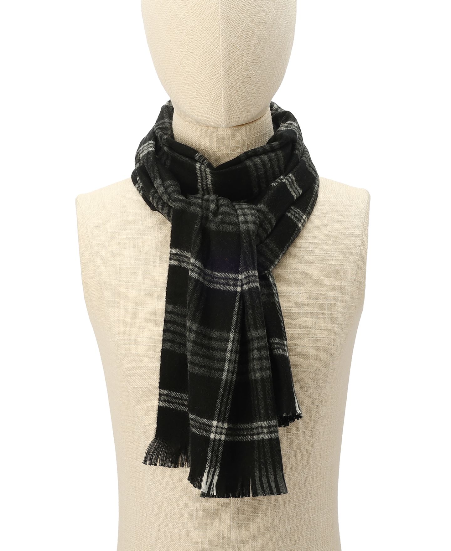 Мужской шарф Tommy Hilfiger Check Plaid Yarn Dye Fringe, цвет: Чёрный — фото 6