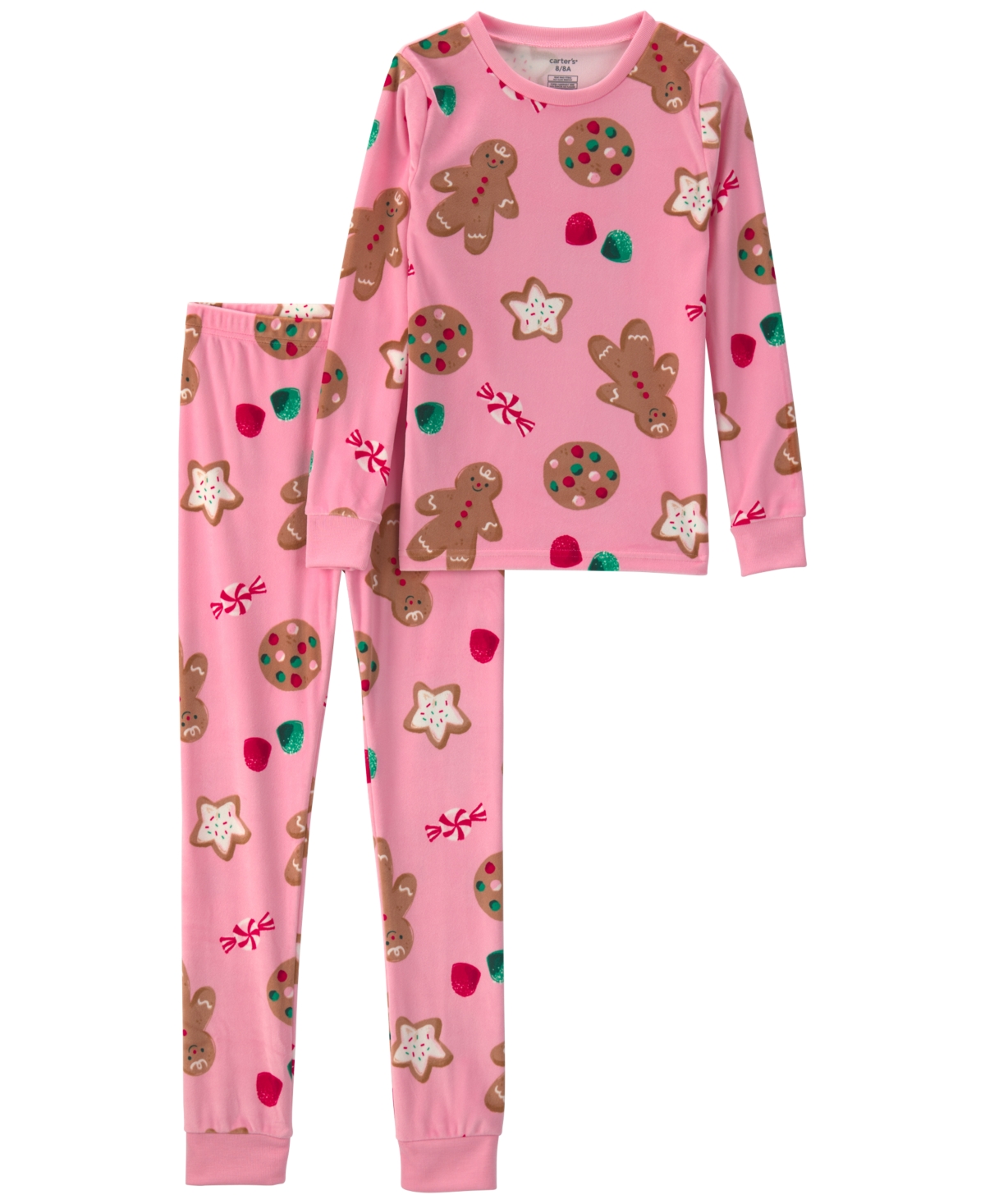 Carter's Kids' Girls' 4-16 Dreamplush Long-sleeve Holiday Pajama Top And Pants, 2-piece Set In Pink