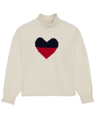Women's Intarsia Heart Mock Neck Sweater