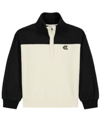 Girls' 7-16 Color-Block Snap-Placket Stand-Collar Fleece Pullover Jacket