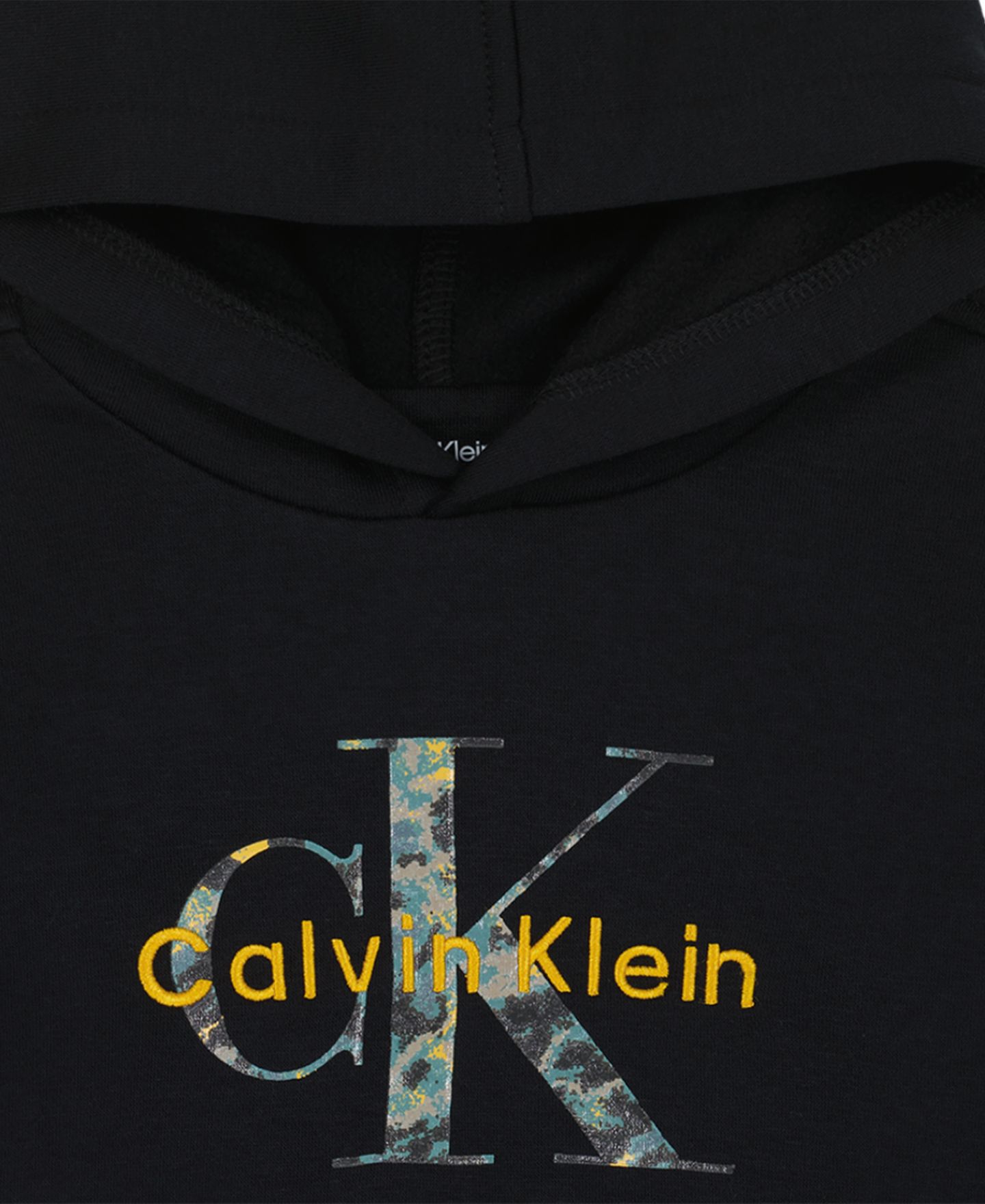 Детский комплект Calvin Klein: флисовое худи с длинным рукавом и джоггеры, 2T-7, цвет: Чёрный / Хаки — фото 6