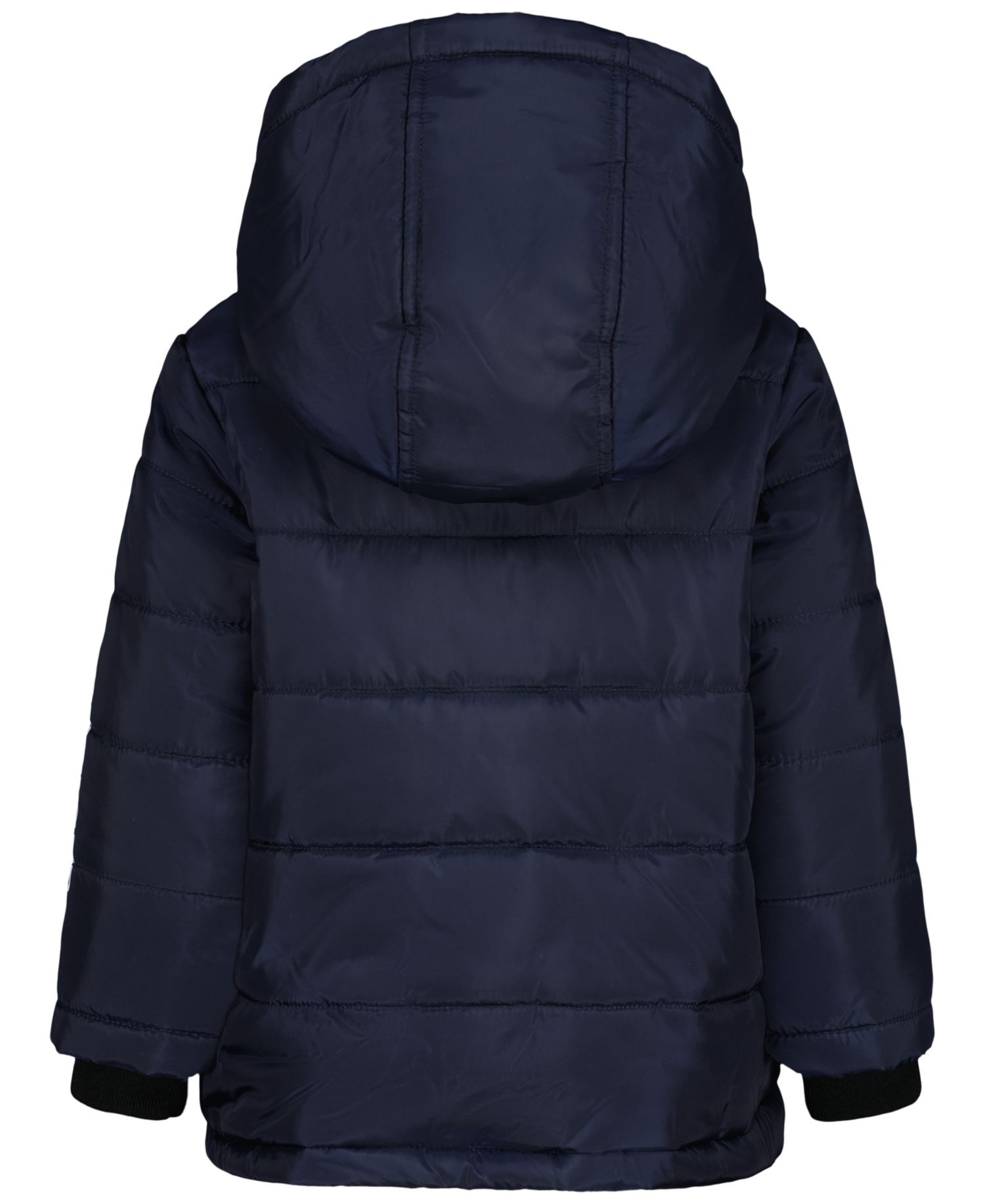 Baby Boys' Hooded Fleece-Lined Sleeve Logo Puffer Jacket