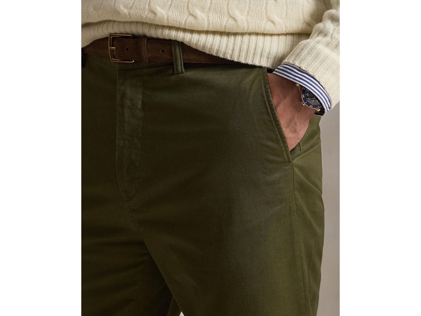 Мужские брюки Polo Ralph Lauren Big & Tall Stretch Washed Chino, цвет: Оливковый — фото 3