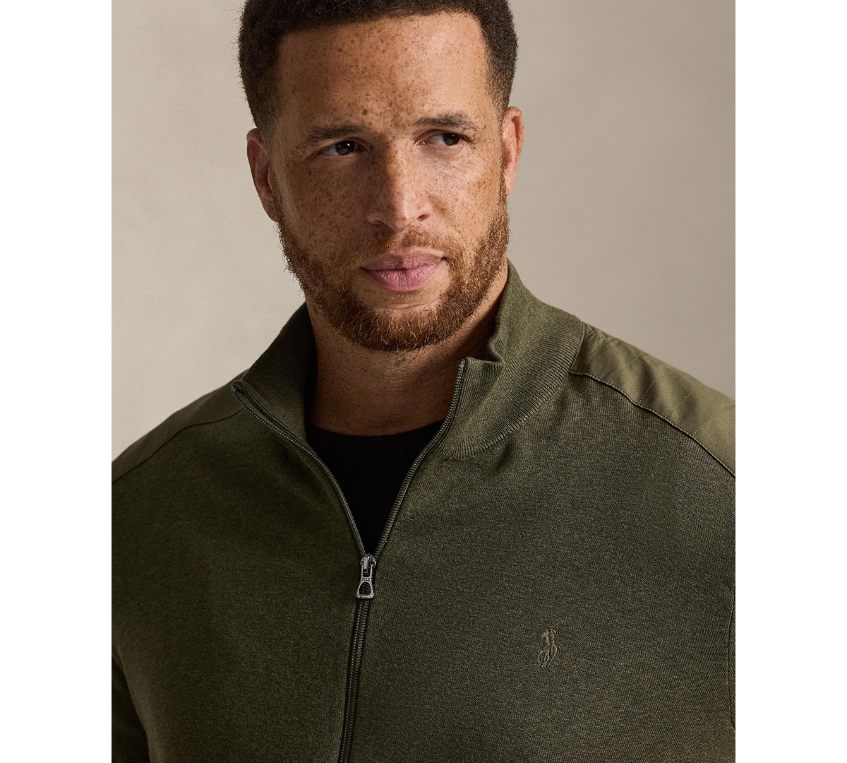 Polo Ralph Lauren Men's Big & Tall Hybrid Full-Zip Mockneck Channel-Quilted Cardigan