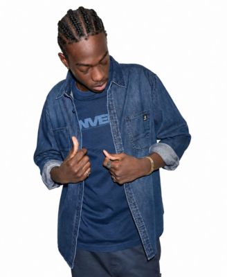 Men's Denim Long-Sleeve Button-Down Shirt
