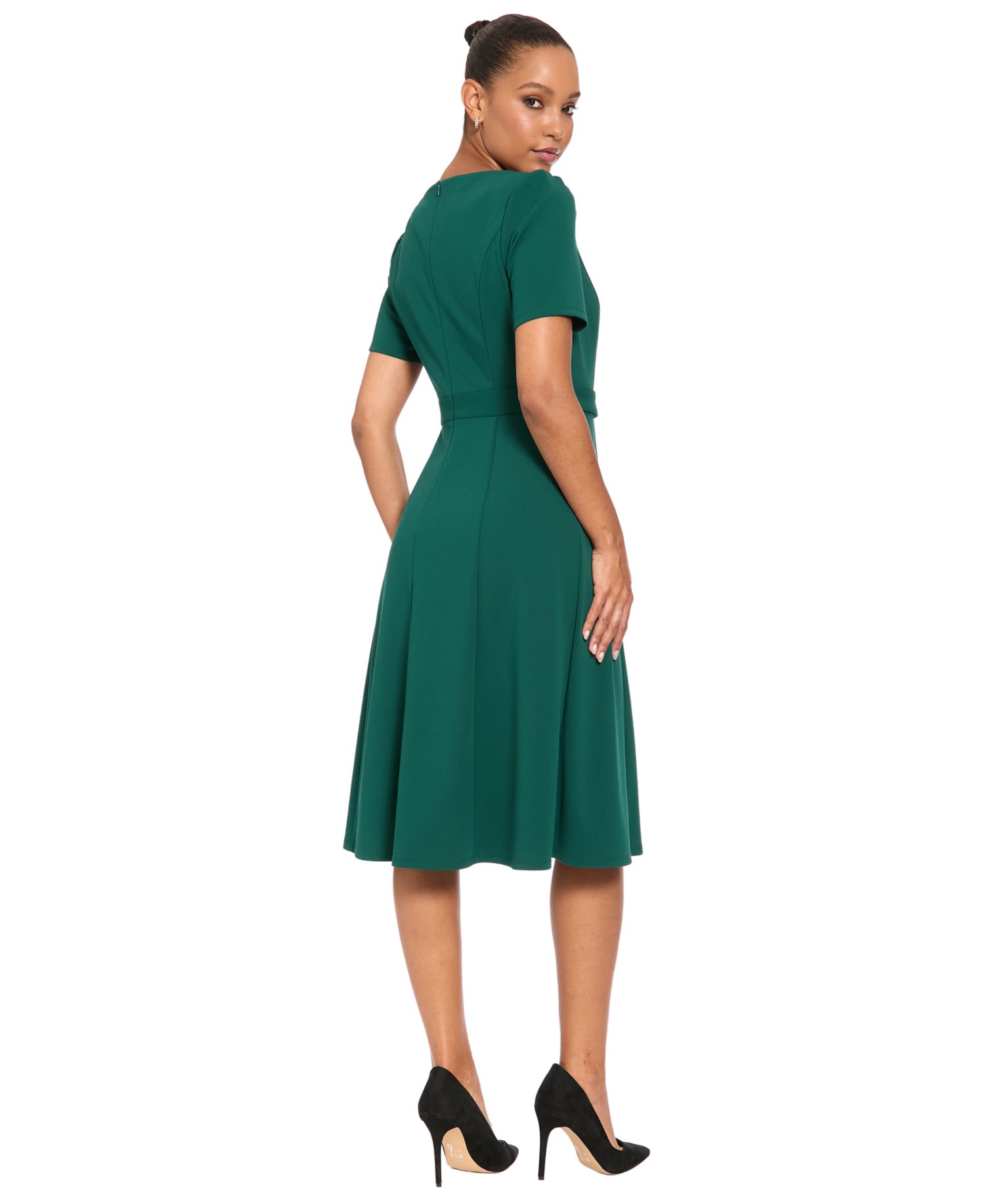 Women's A-Line Belted Midi Dress