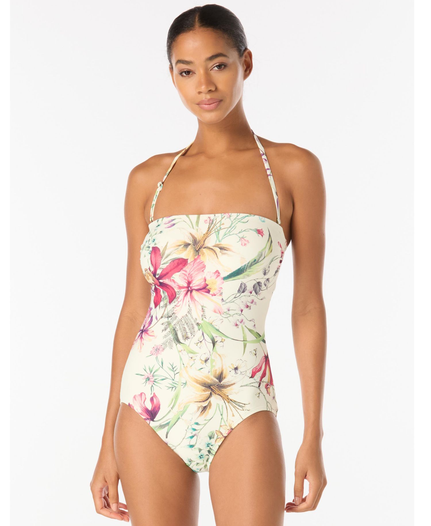 Women's Floral-Print Bandeau One-Piece Swimsuit