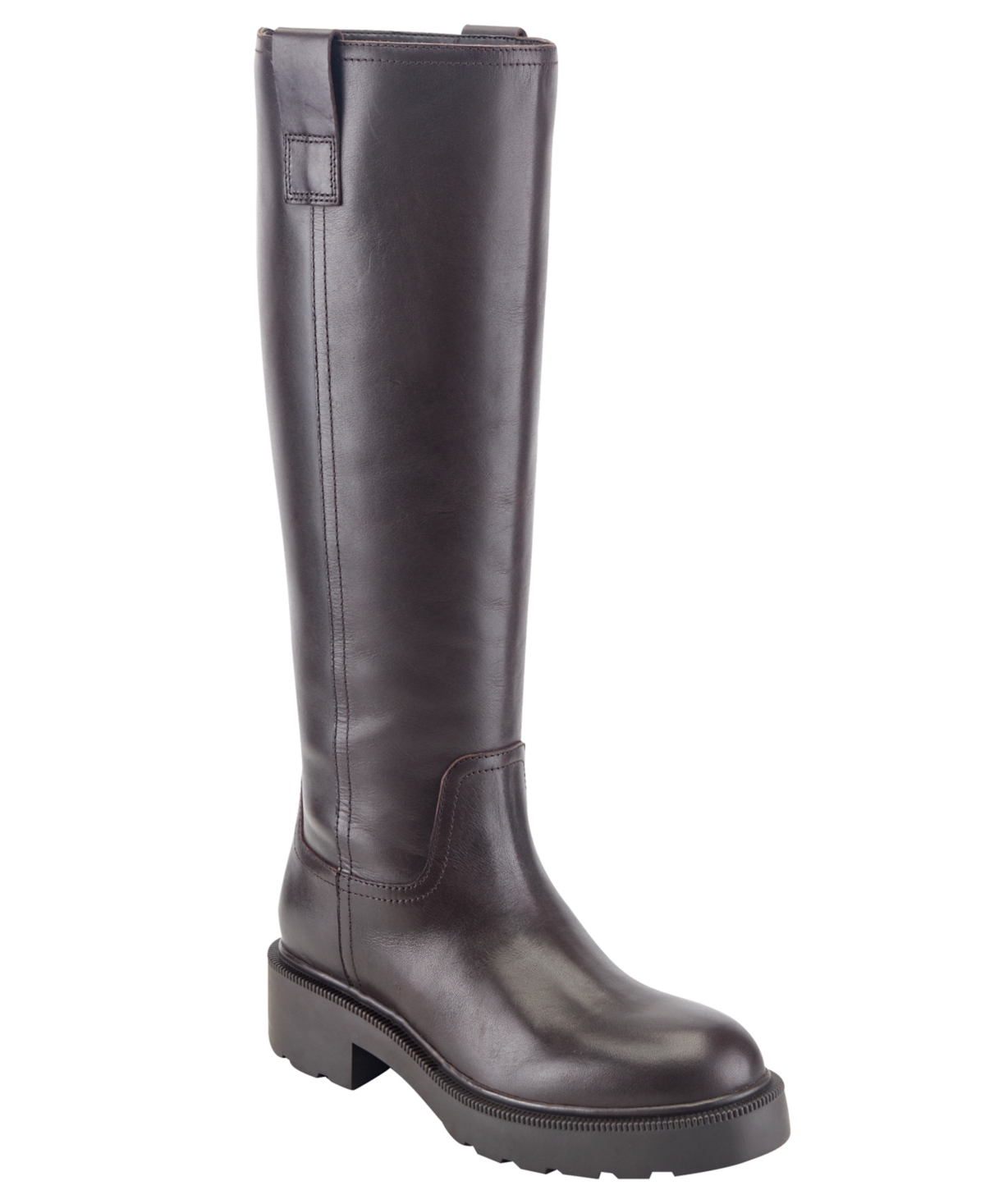 Marc Fisher Ltd Women's Sadler Tall Lug Sole Riding Boots - Dark Brown Leather