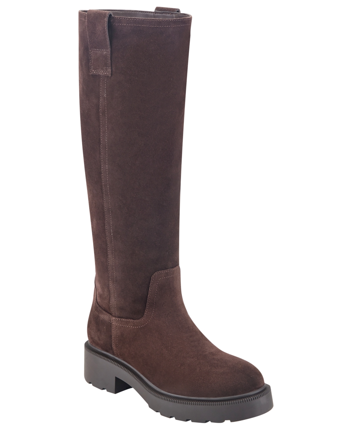 Marc Fisher Ltd Women's Sadler Tall Lug Sole Riding Boots - Dark Brown Suede