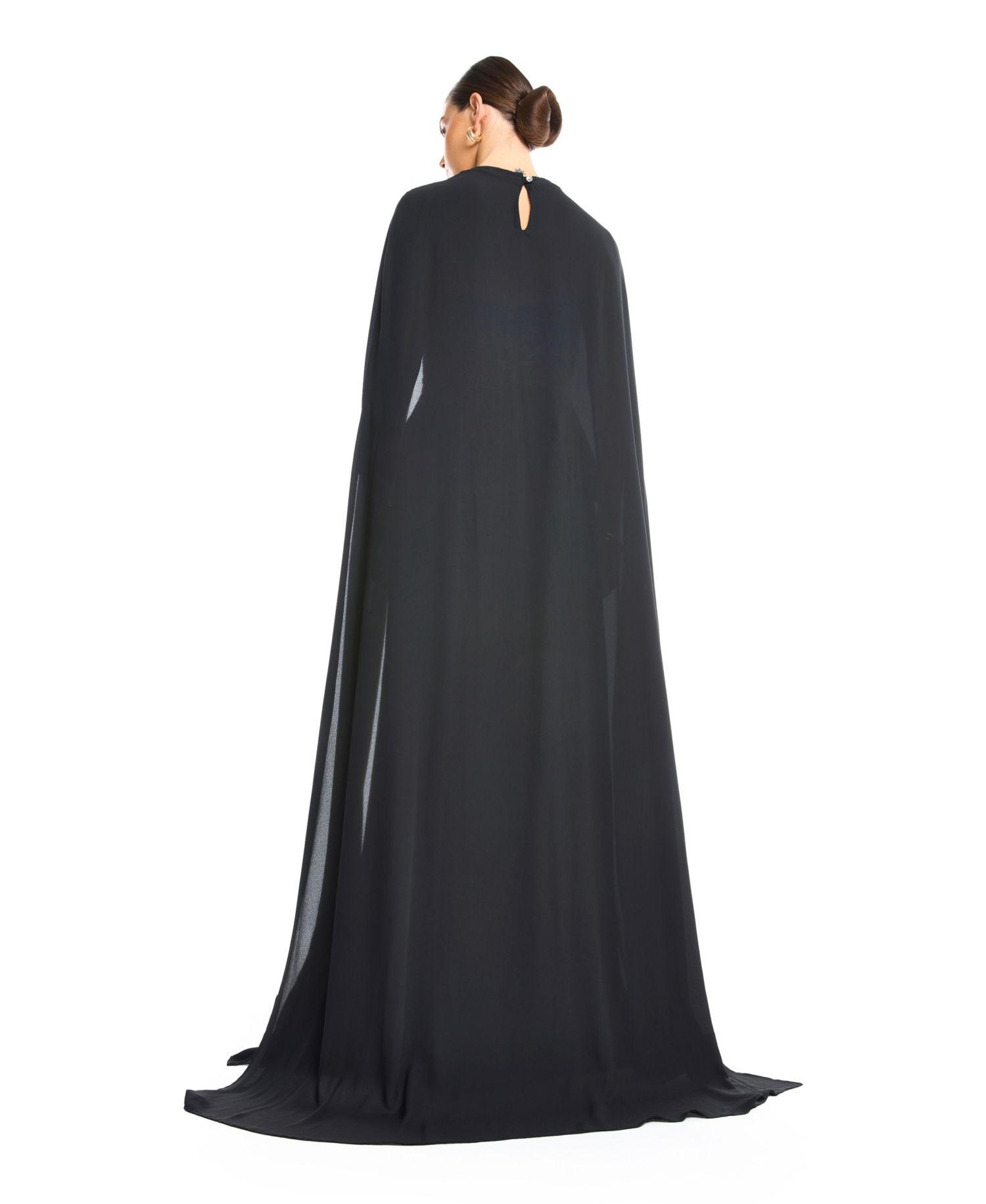 Women's Sequin Bustier Pleated Evening Gown with Detachable Cape