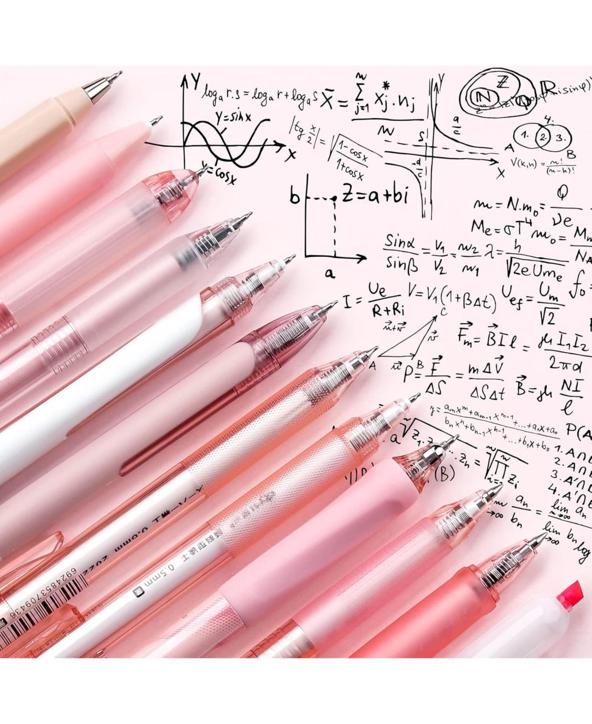 Four Candies Rose Series Gel Pens, 12Pieces Cute Writing Pens 0.5mm, Aesthetic School Supplies