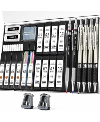 27Pieces Mechanical Pencil Set with Case, 0.3/0.5/0.7/0.9mm and 2mm Leads, Technical Drawing Kit