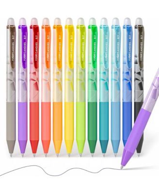 0.7mm Erasable Gel Pens, Make Mistakes Disappear Colored Pens, 12 Colors Retractable Fine Point Erasable Pens