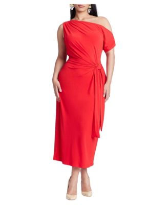 Women's Off The Shoulder Tie Front Midi Dress