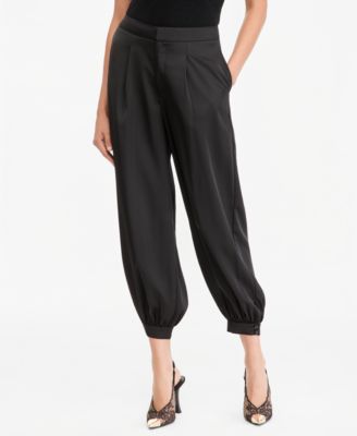 Women's High-Waist Pleated Satin Bubble Pants