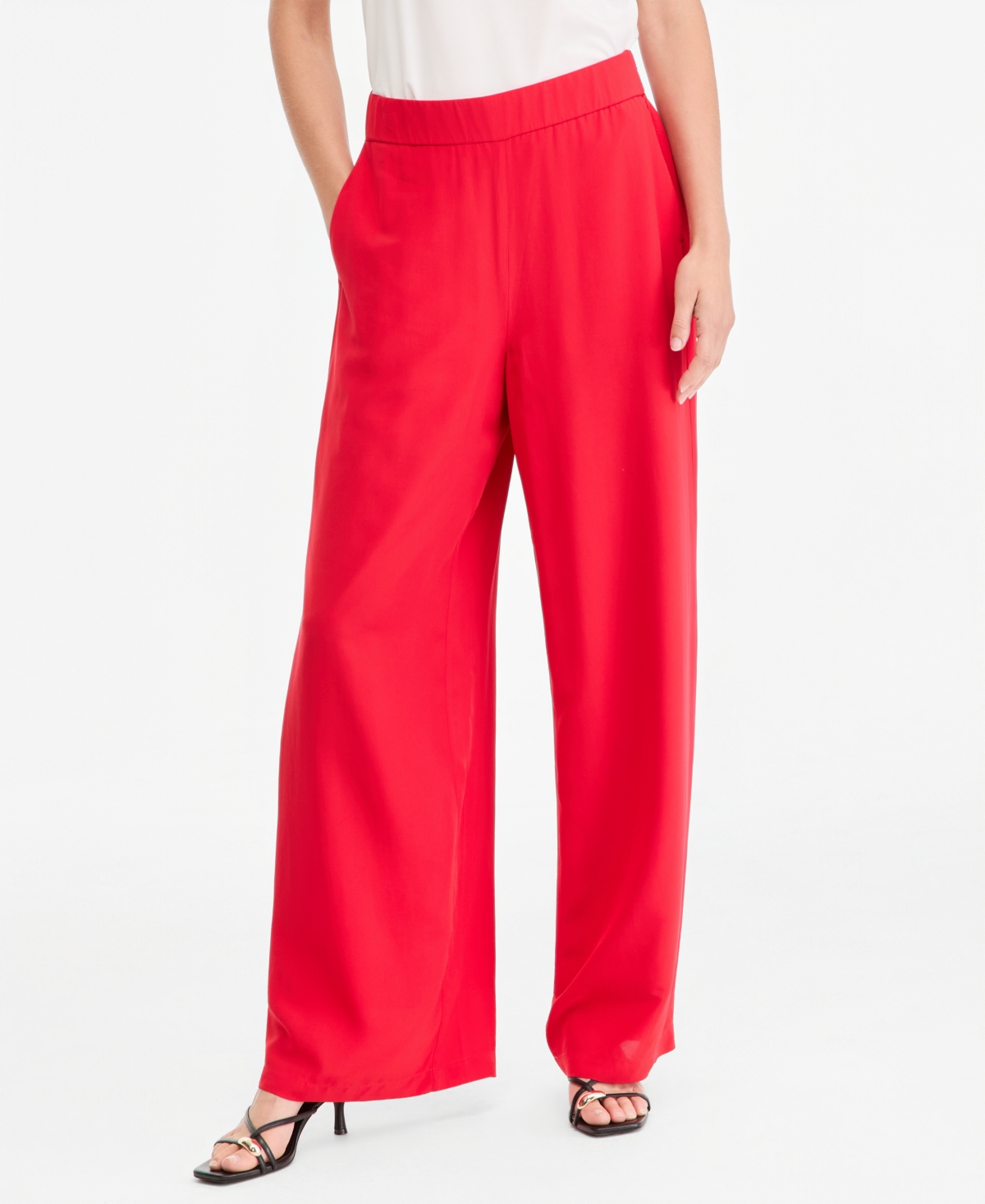 I.n.c. International Concepts Women's Wide-Leg Pull-On Pants, Macy's Exclusive - Real Red