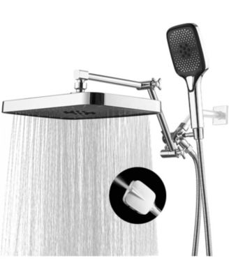 14" Rain Shower Head With Handheld Spray Adjustable Arm 3-Way Diverter