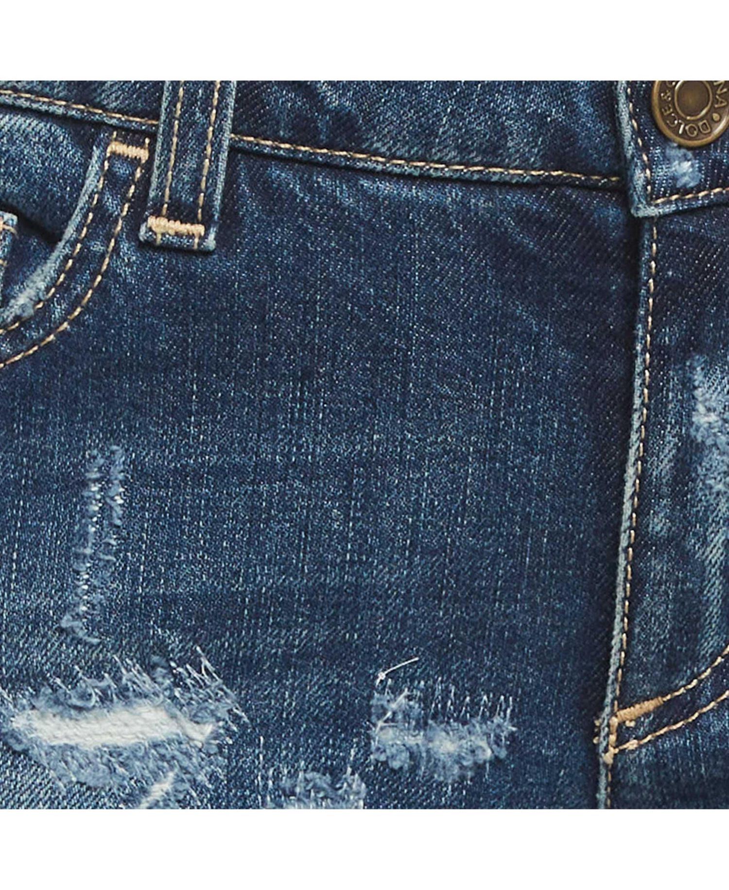Women's Distressed Mid-Rise Straight-Leg Denim Jeans