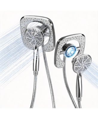 2-in-1 Shower Head Handheld 10 Mode Dual Square Kit