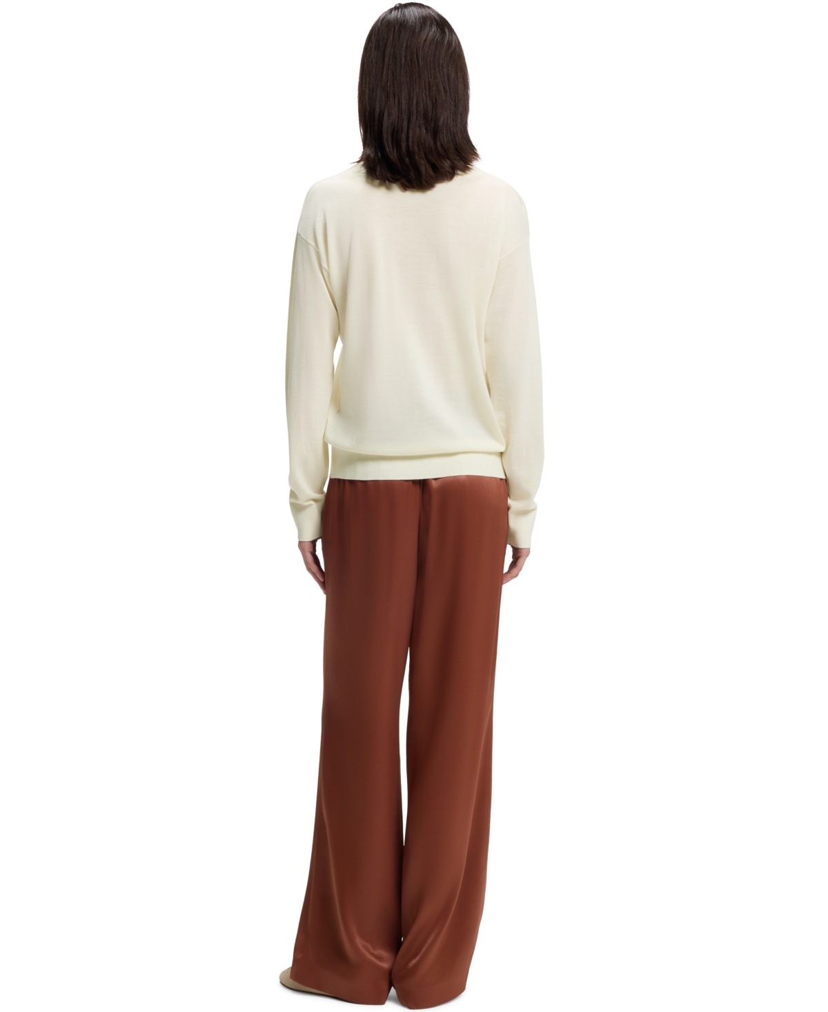 Boss by Hugo Women's Merino Wool Relaxed-Fit V-Neck Sweater