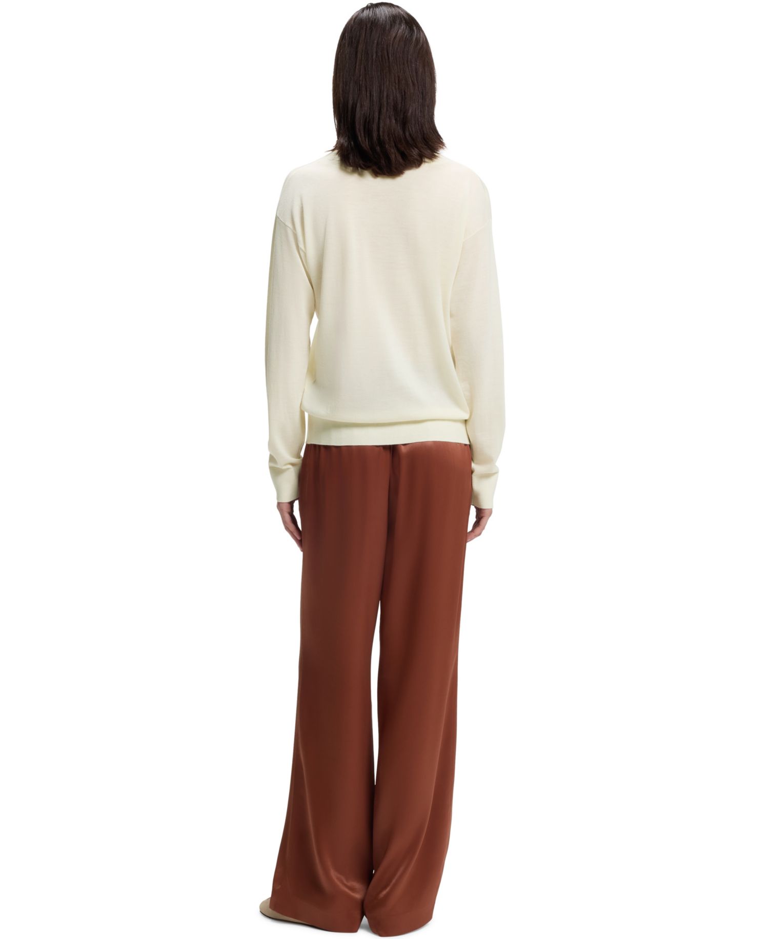 BOSS by Women's Merino Wool Relaxed-Fit V-Neck Sweater