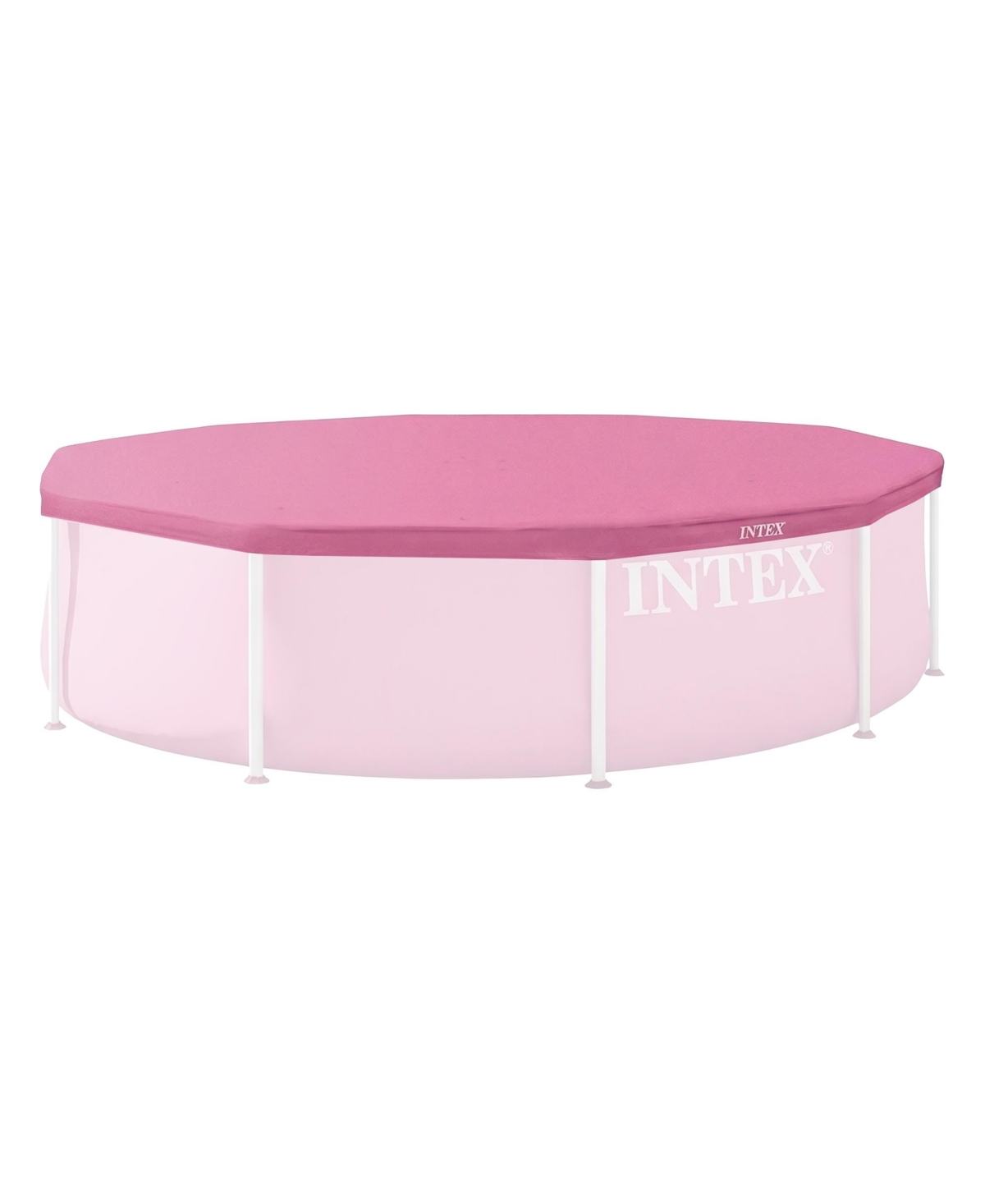 Intex 10 Foot Round Metal Frame Outdoor Backyard Swimming Pool Cover, Pink