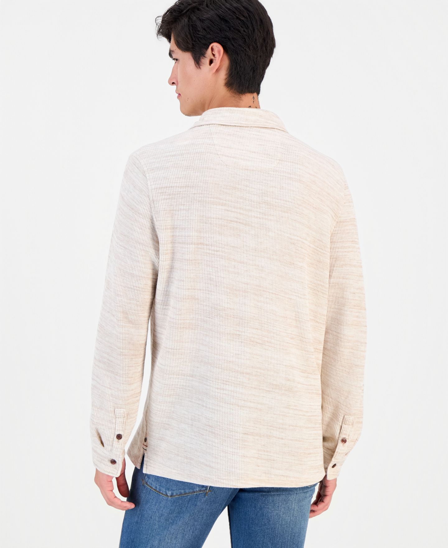 Мужское поло Tommy Bahama Bella Bay Long-Sleeve Textured Polo Shirt, цвет: Меланжевый, вариант 1 — фото 4