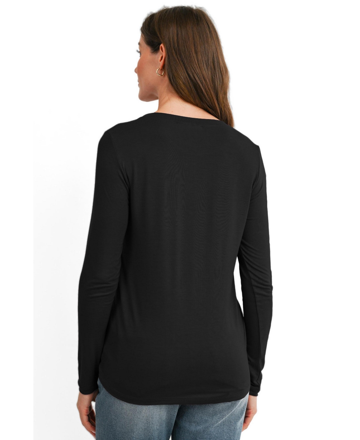 Hello Miz Maternity Long-Sleeve Crewneck Lift-Up Nursing Top