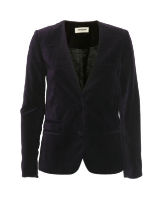 Zadig & Voltaire Women's Vadim Velvet Embroidered Collarless Blazer