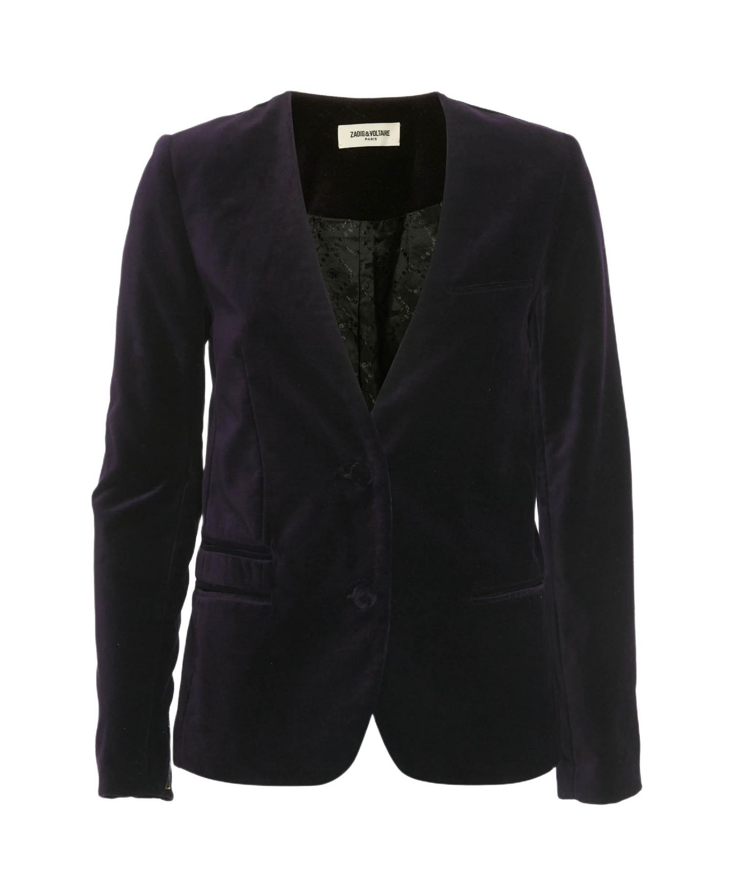 Zadig & Voltaire Women's Vadim Velvet Embroidered Collarless Blazer