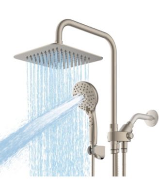 8" Dual Shower Head Rainfall Handheld 6 Spray Angle Adjustable Pause Height