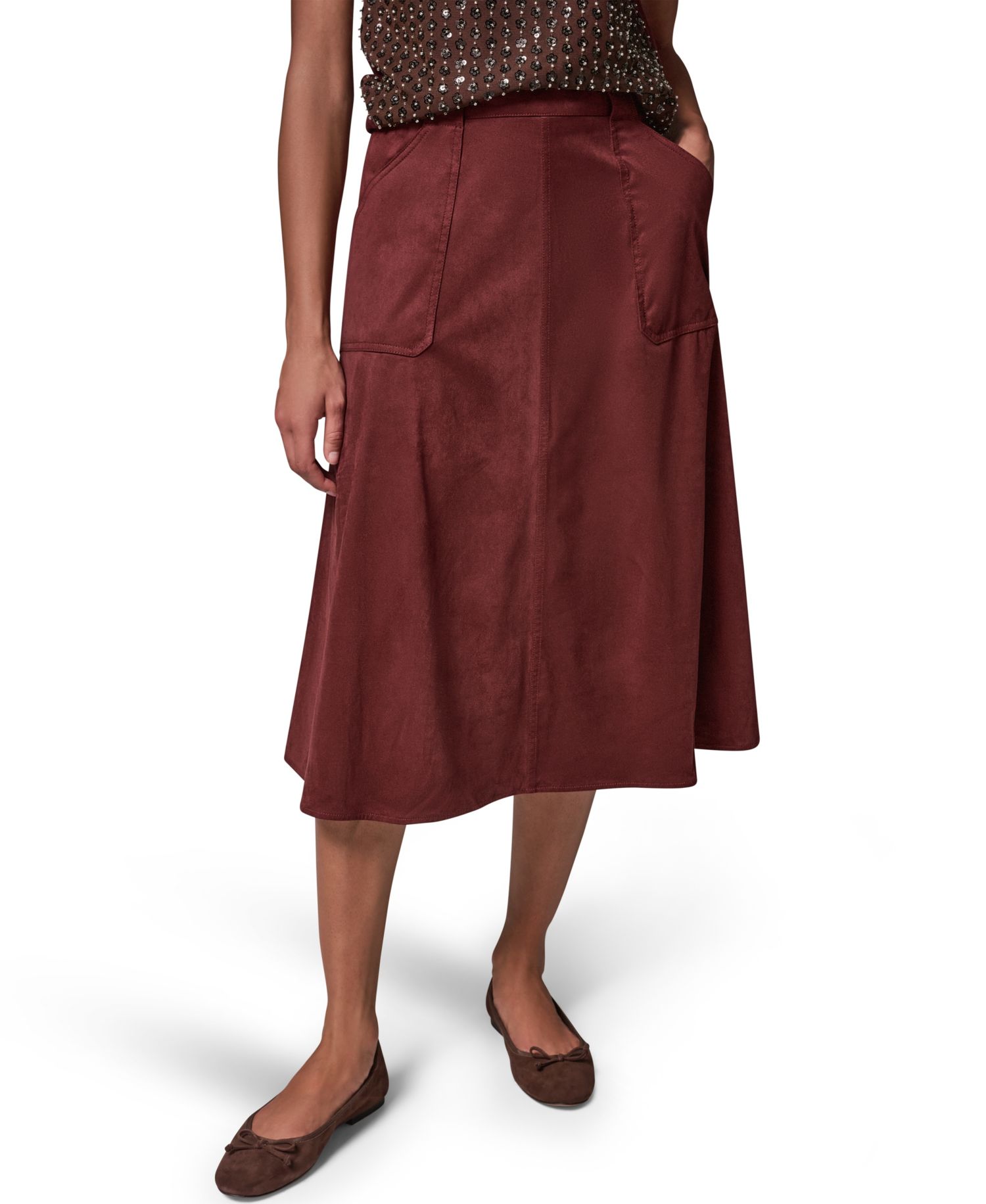 Women's Microsuede A-Line Midi Skirt
