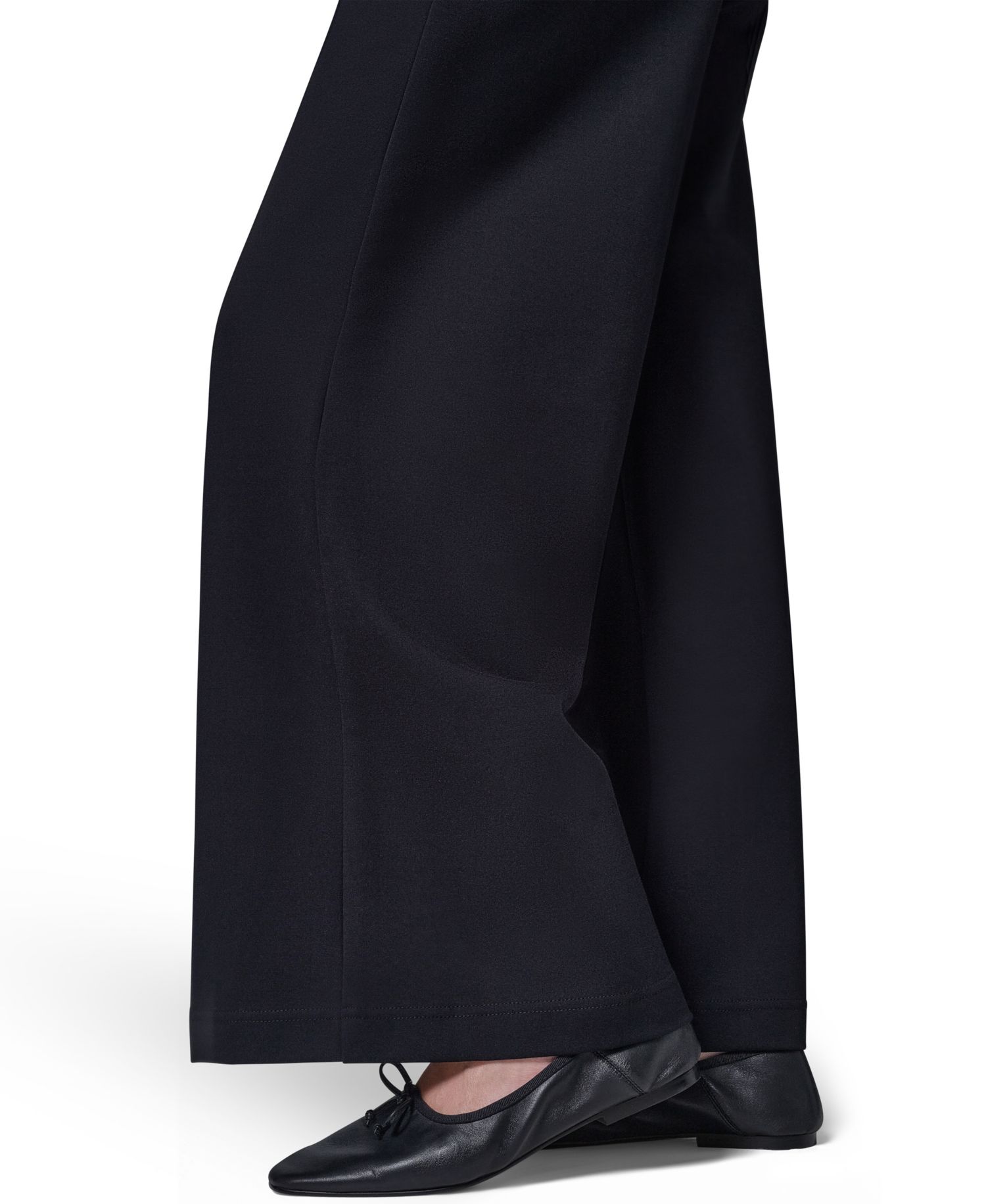 Women's Double-Knit Mid Rise Wide Leg Pull-On Pants