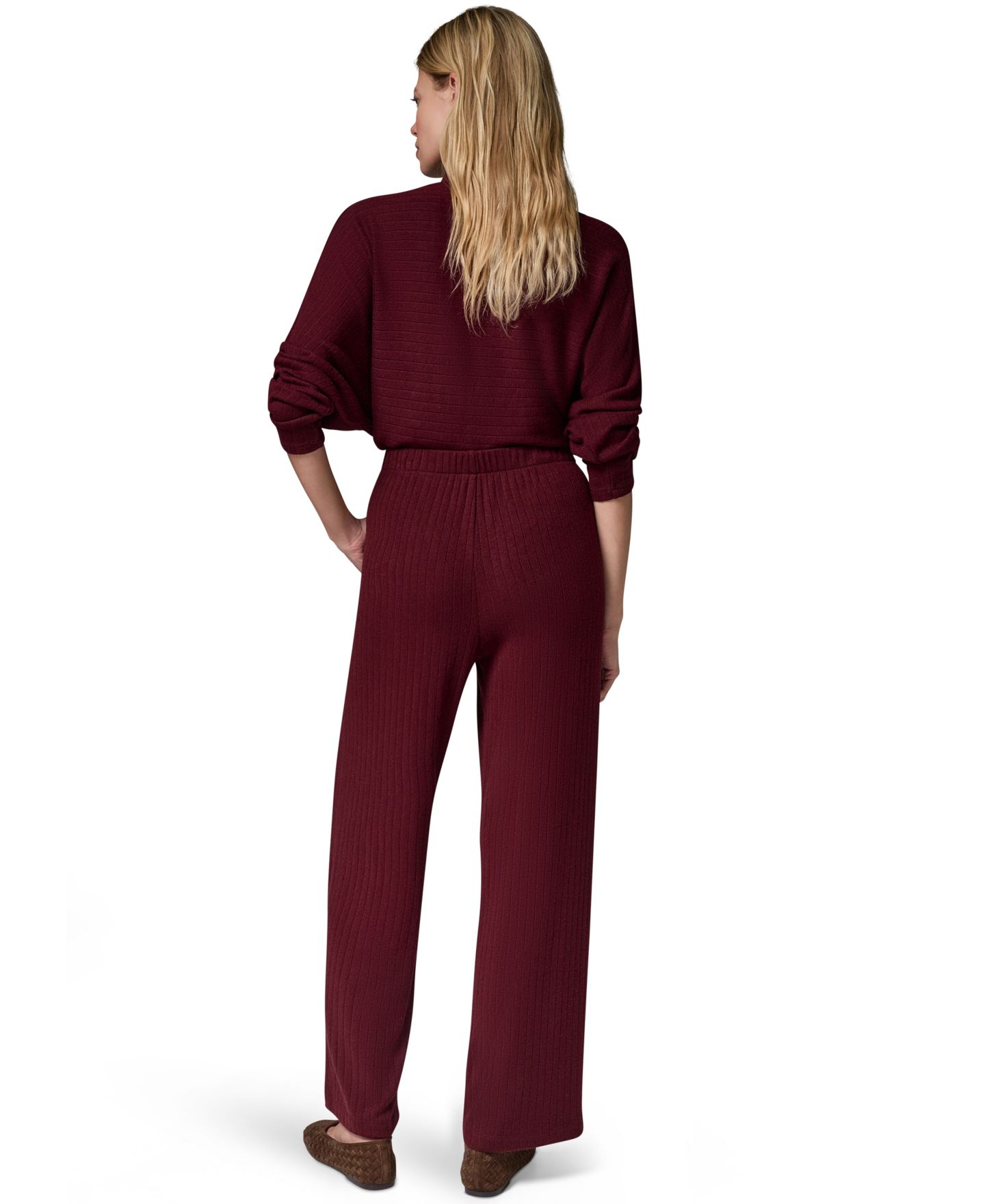 Женские брюки Donna Karan Weekend Brushed-Rib High-Waist Wide-Leg, цвет: Чёрный вишнёвый — фото 7