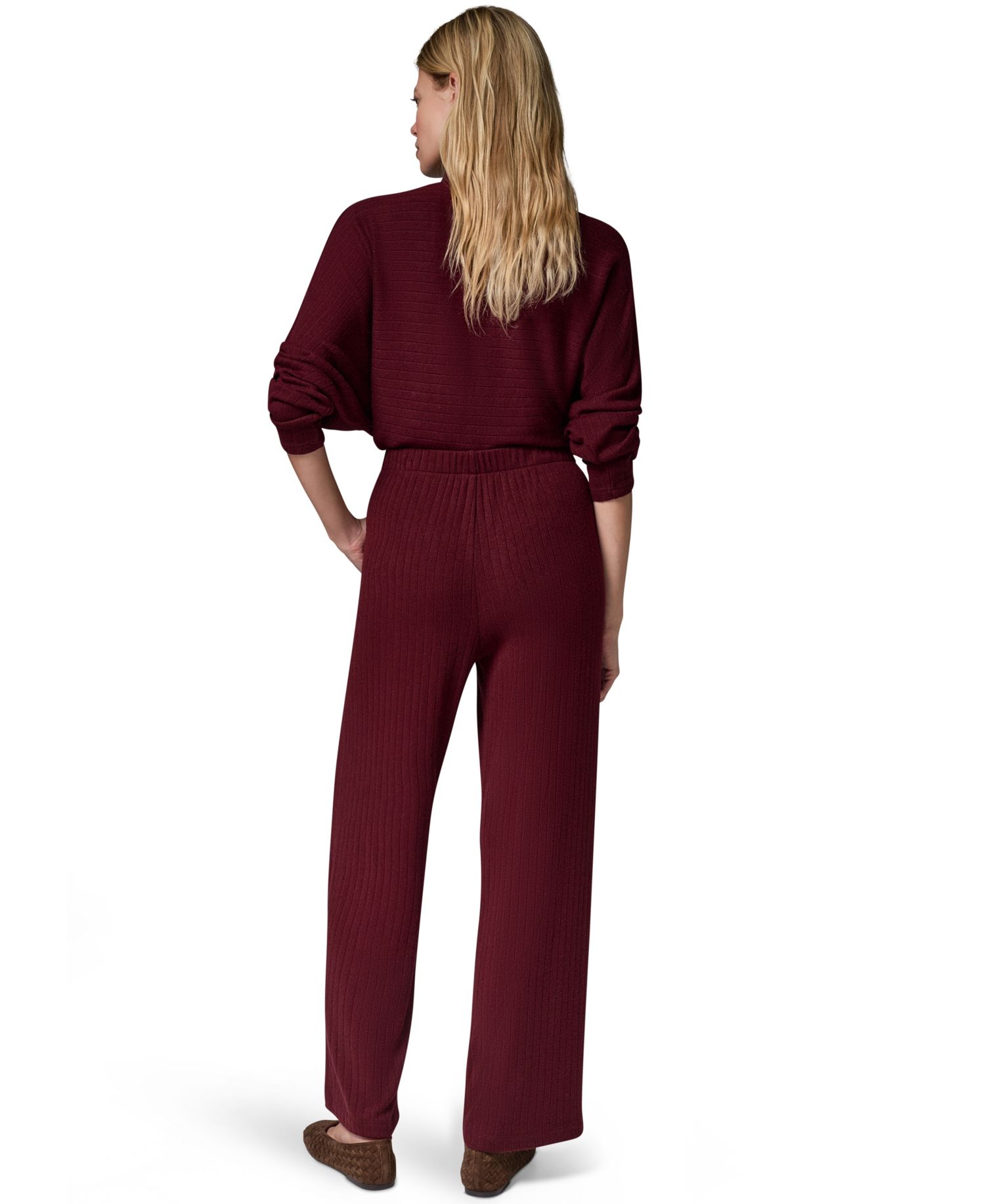 Women's Brushed-Rib High-Waist Wide-Leg Pants