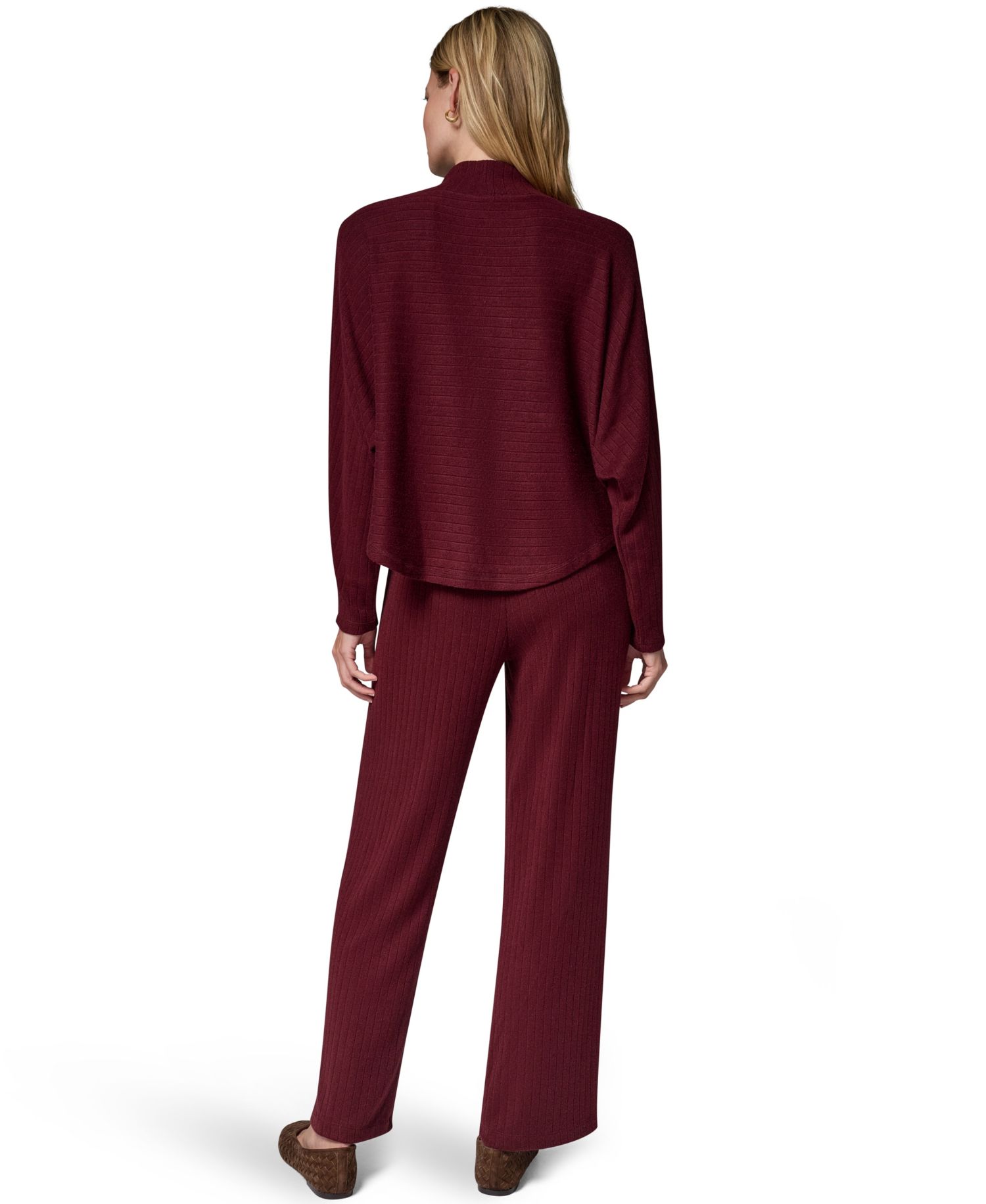 Women's Brushed-Rib Dolman-Sleeve Mock Neck Pullover Top