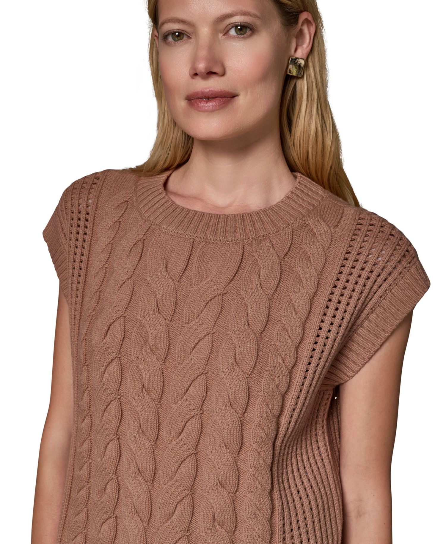Women's Sleeveless Cable-Knit Boxy Sweater Vest