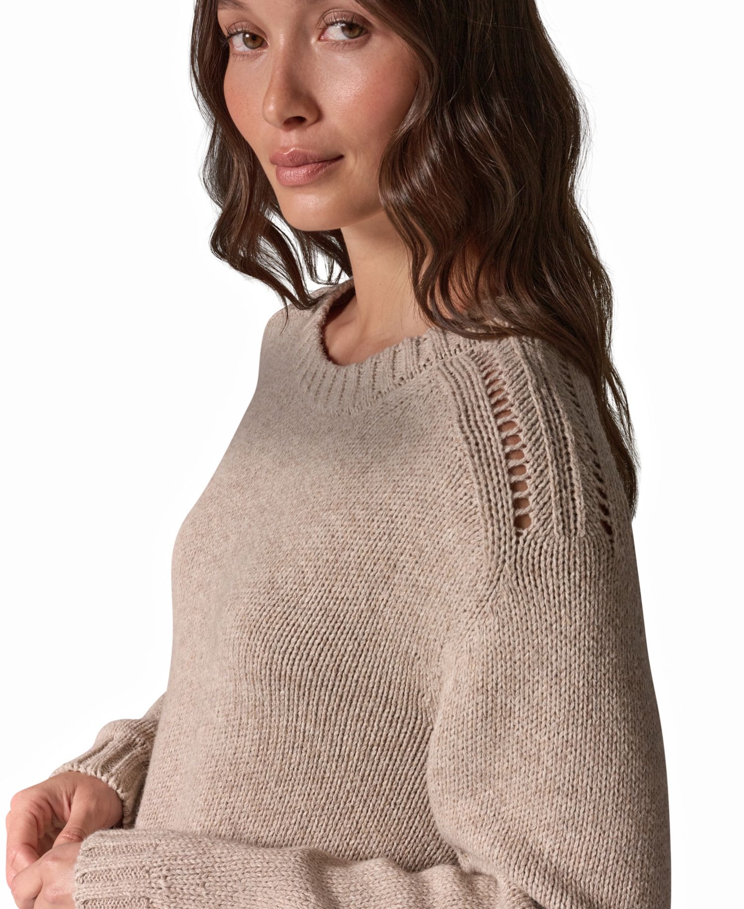 Women's Crewneck Long-Sleeve Fringe Sweater