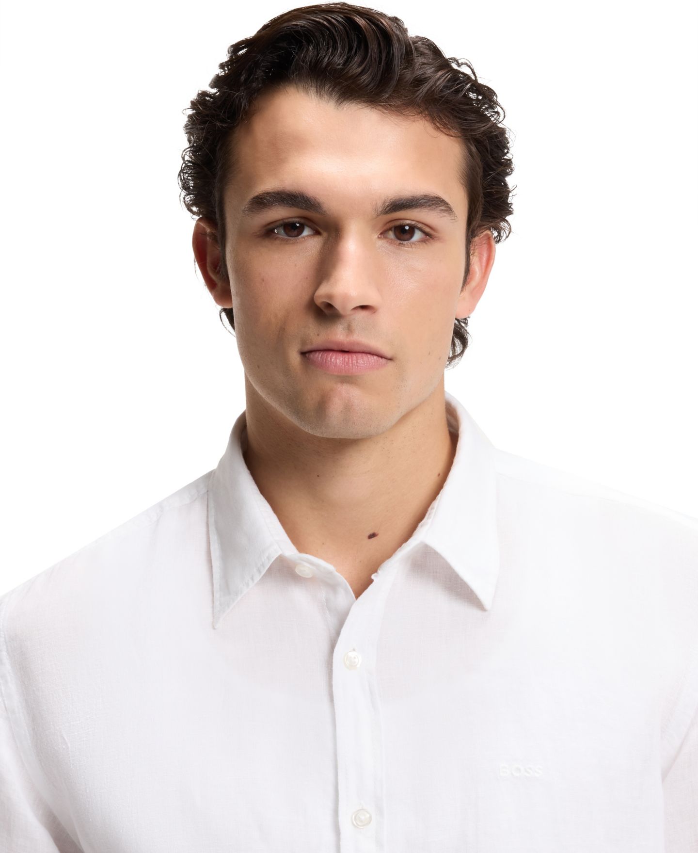 Мужская рубашка Hugo Boss Linen Regular-Fit Button-Down, цвет: Белый — фото 4