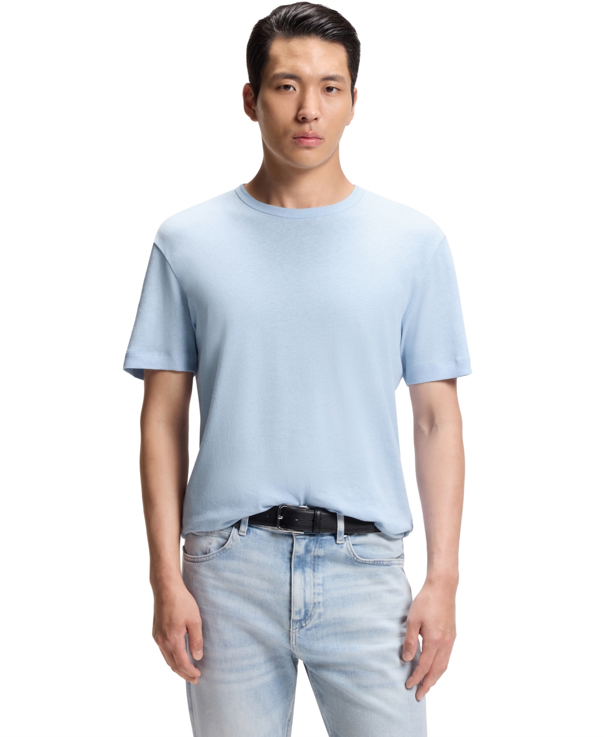 Boss by Hugo Men's H-Taut 235 Crew Neck Cotton-Linen Blend Regular-Fit T-Shirt