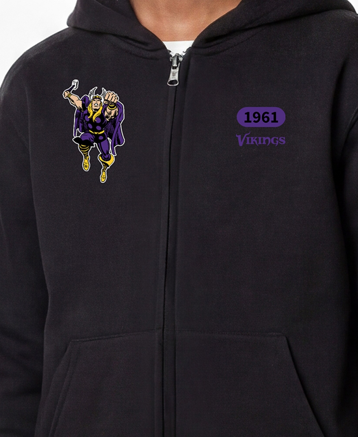 Champion Big Boys and Girls Black Minnesota Vikings Disney X Full-Zip Hoodie